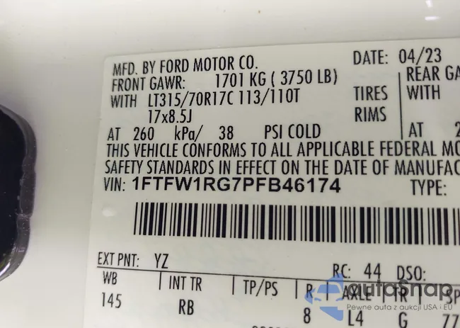 1FTFW1RG7PFB46174: 44203890