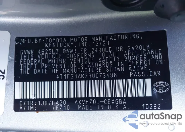 4T1F31AK7RU073486: 44203899