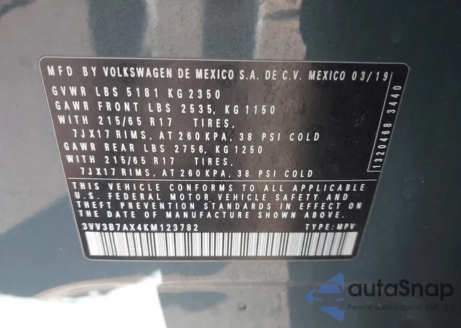 3VV3B7AX4KM123782: 44203944