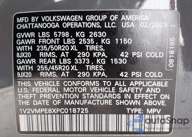 1V2VMPE8XPC018725: 44203027