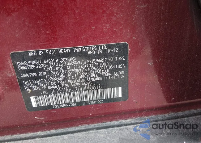 JF2SHAFCXDH440616: 44203036