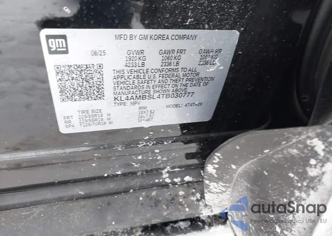 KL4AMBSL4TB030777: 44203081