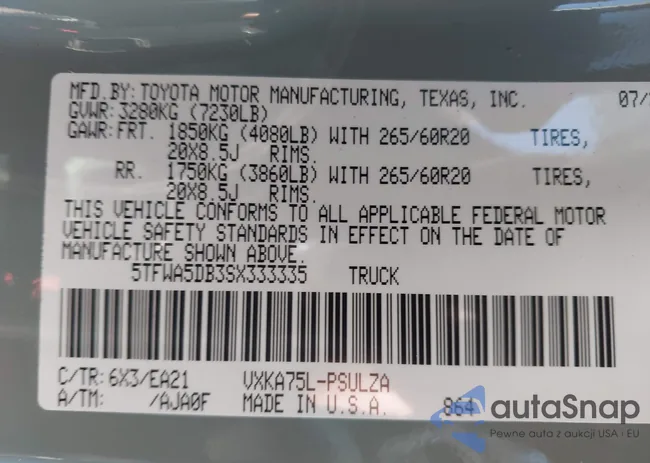 5TFWA5DB3SX333335: 44203147