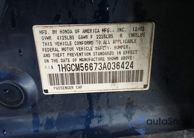 1HGCM56673A036424: 44203155