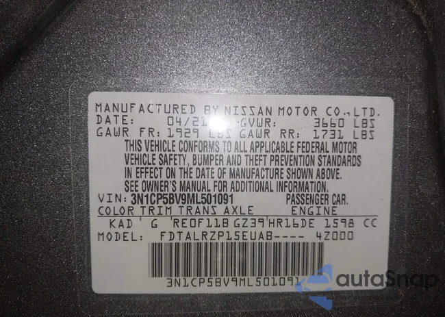 3N1CP5BV9ML501091: 44203165