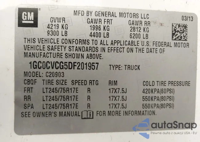 1GC0CVCG5DF201957: 44203199