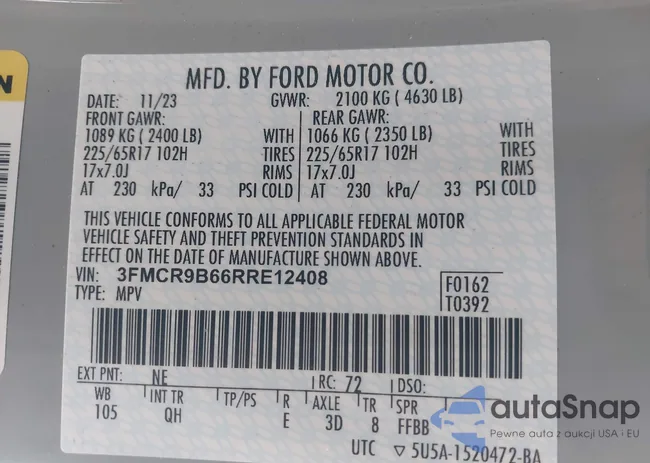 3FMCR9B66RRE12408: 44203200