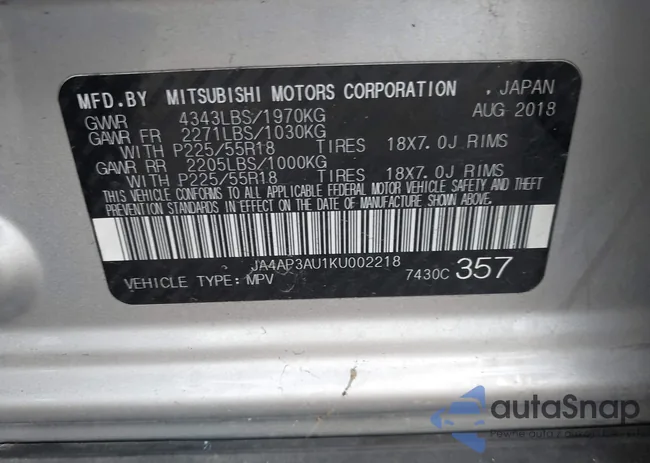 JA4AP3AU1KU002218: 44203286