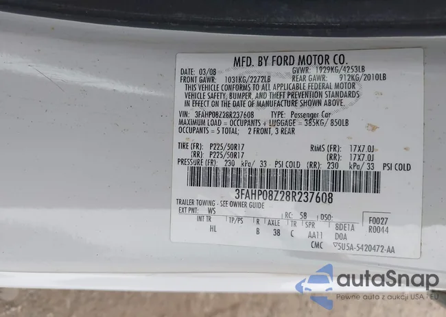 3FAHP08Z28R237608: 44204417