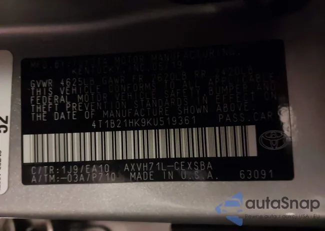 4T1B21HK9KU519361: 44204496