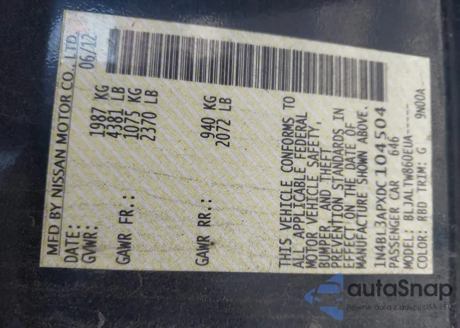 1N4BL3APXDC104504: 44204572