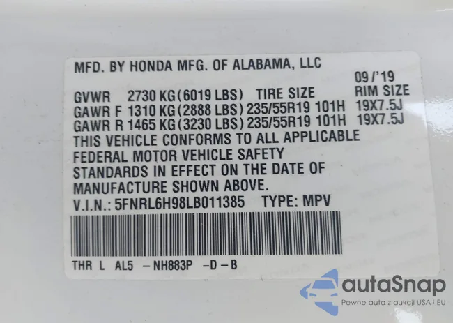 5FNRL6H98LB011385: 44204670