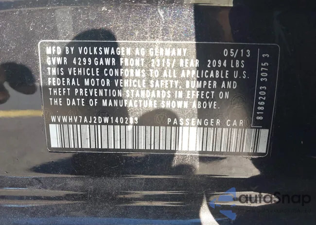 WVWHV7AJ2DW140283: 44204830