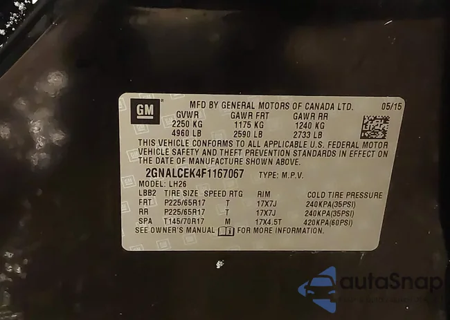 2GNALCEK4F1167067: 44204930