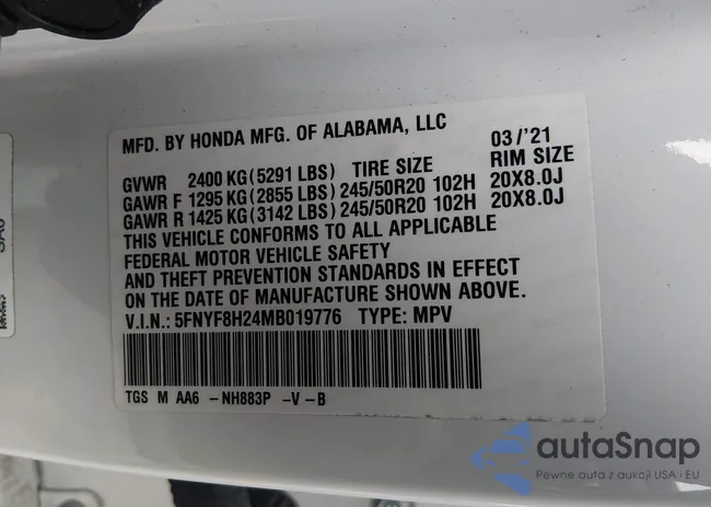 5FNYF8H24MB019776: 44204932