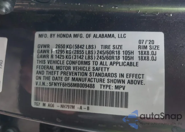 5FNYF6H56MB009488: 44204006