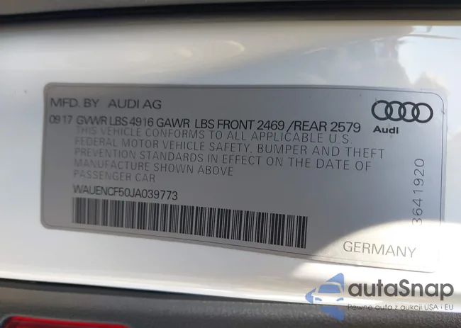 WAUENCF50JA039773: 44204181