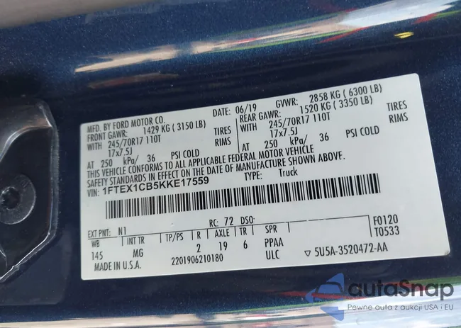 1FTEX1CB5KKE17559: 44204222