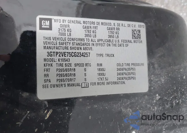 3GTP2VE75CG234257: 44204393