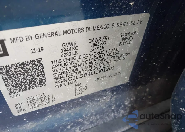 3GNCJLSB4LL201201: 44205508