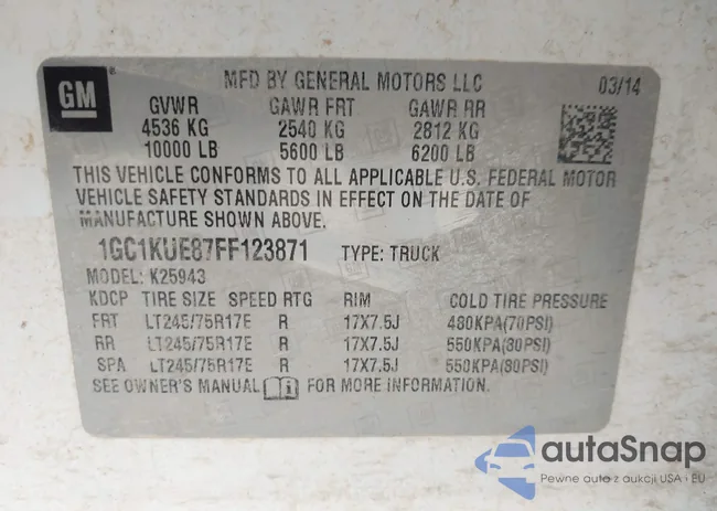 1GC1KUE87FF123871: 44205620