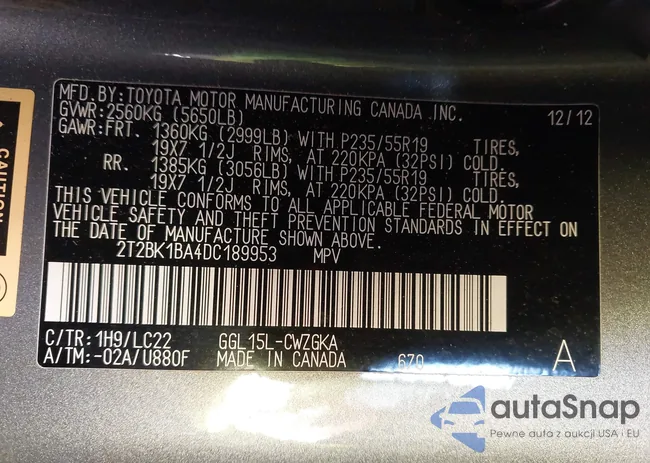 2T2BK1BA4DC189953: 44205884