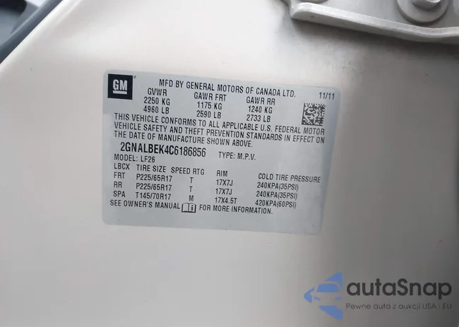 2GNALBEK4C6186856: 44205006