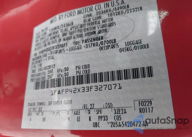 1FAFP42X33F327071: 44205047