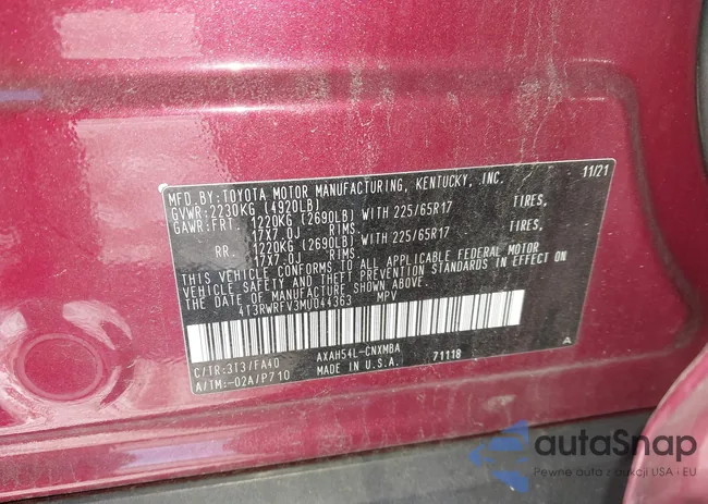 4T3RWRFV3MU044363: 44205107