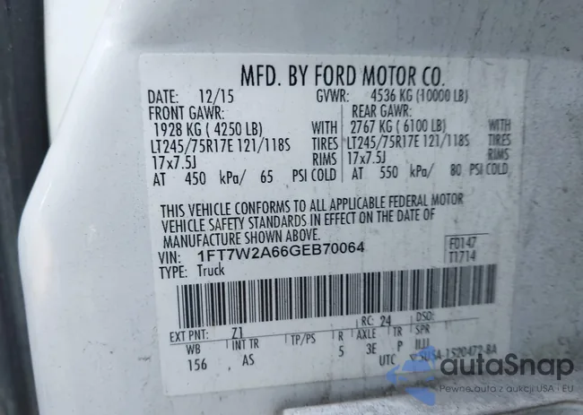 1FT7W2A66GEB70064: 44205200