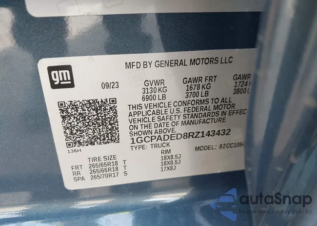 1GCPADED8RZ143432: 44205217