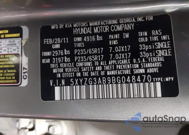 5XYZG3AB9BG048470: 44205242