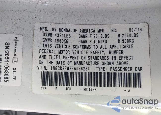 1HGCR2F82FA028284: 44206406