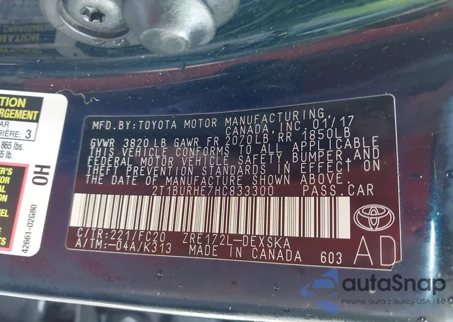 2T1BURHE7HC833300: 44206503