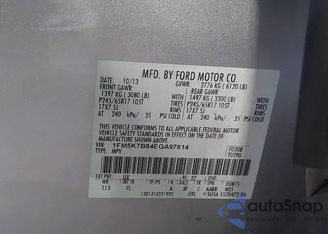 1FM5K7B84EGA97614: 44206523