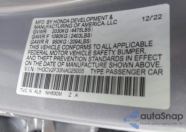 1HGCV2F33NA025005: 44206559