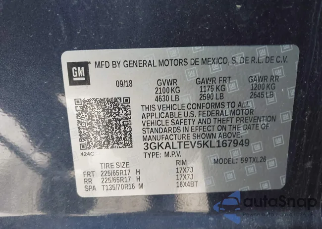 3GKALTEV5KL167949: 44206780