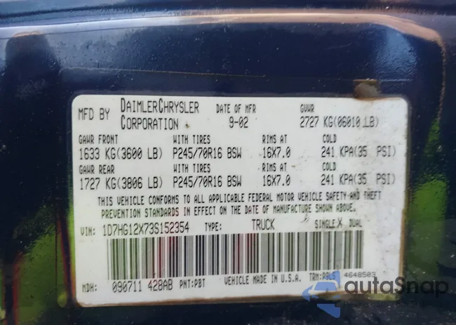 1D7HG12X73S152354: 44206800