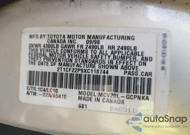 2T1CF22P9XC118744: 44206835