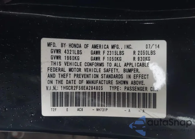 1HGCR2F56EA284805: 44206893