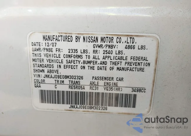 JNKAJ09E08M302326: 44206017