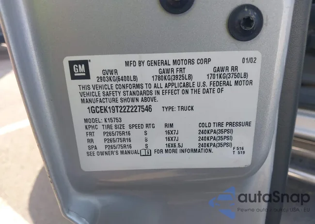 1GCEK19T22Z227546: 44206118