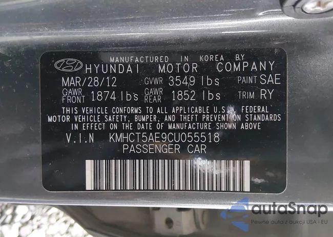 KMHCT5AE9CU055518: 44206161