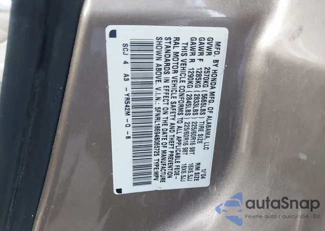 5FNRL18694B065725: 44206164