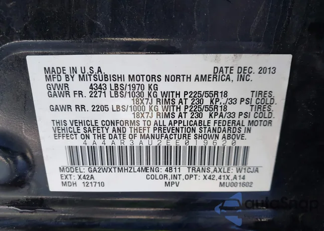 4A4AR3AU2EE019620: 44206205