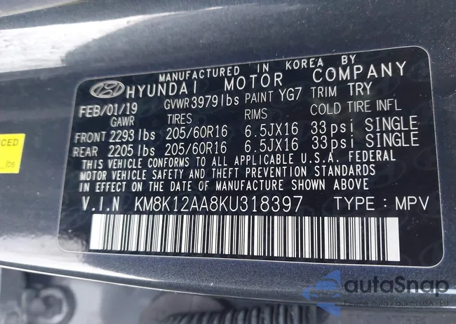 KM8K12AA8KU318397: 44207385