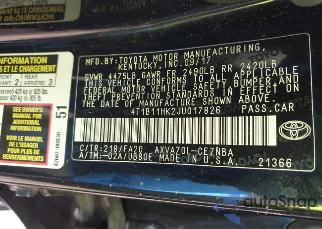 4T1B11HK2JU017826: 44207434