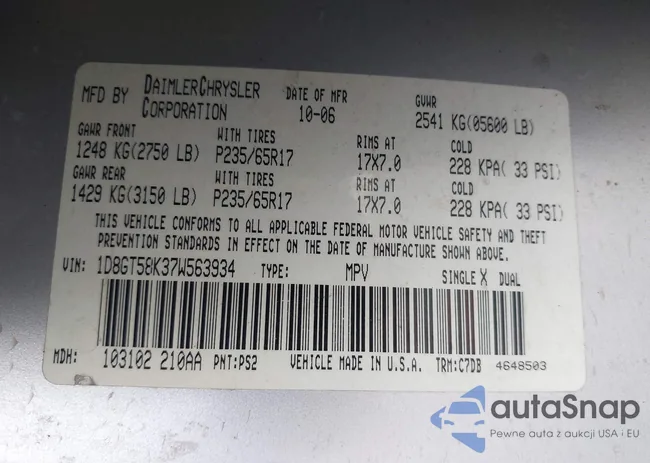 1D8GT58K37W563934: 44207481