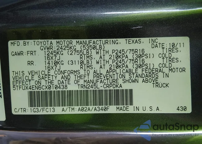 5TFUX4EN6CX010438: 44207537