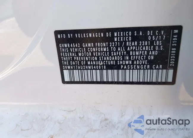 3VWH17AU2HM540918: 44207559